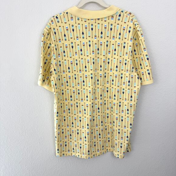 Lands' End Mens Polo Shirt Size L Oars Paddle Summer Cotton Stretch Yellow - Picture 3 of 7